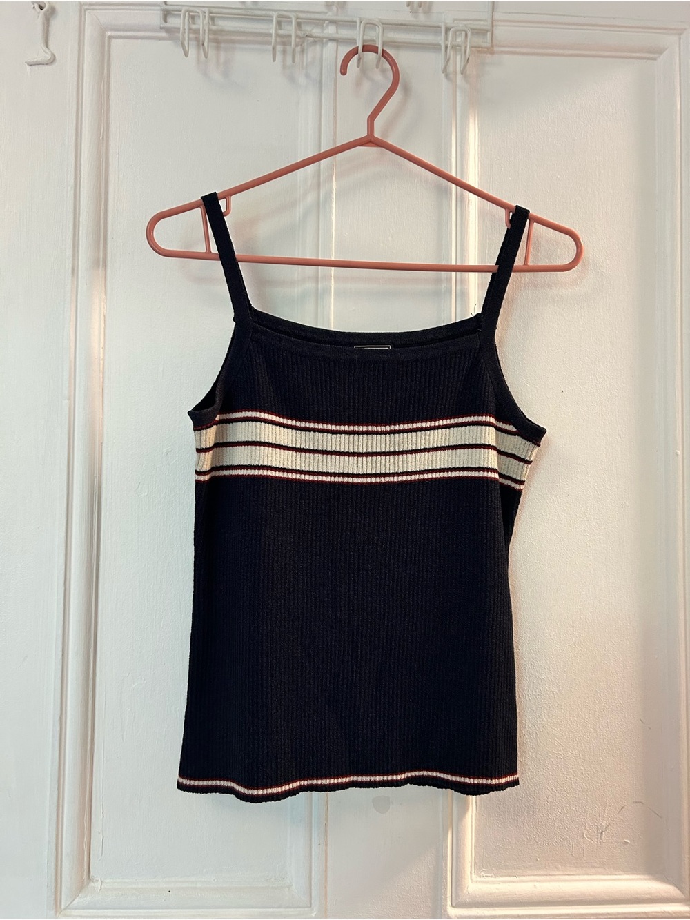 Navy Striped Ribbed Tank Top - Women's Casual Cami